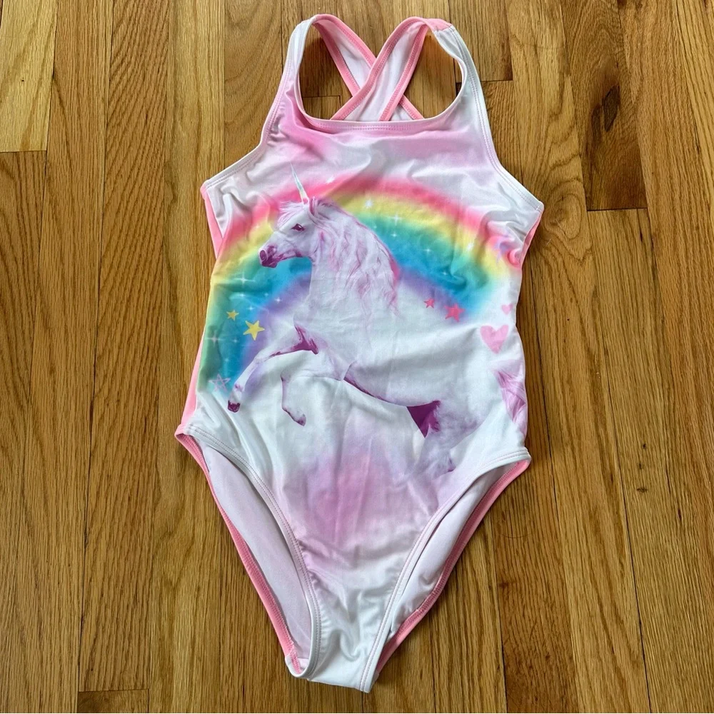 The Children’s Place One Piece Unicorn Swimsuit Sz L 10/12